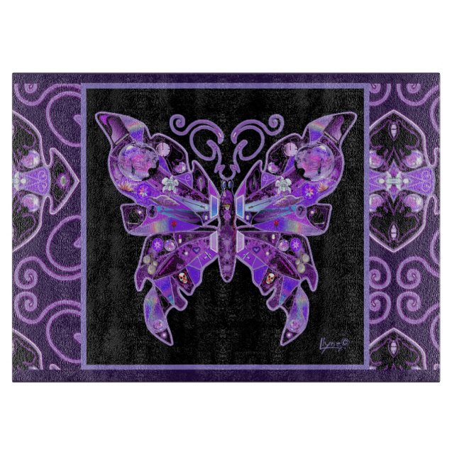 Purple Butterfly 31 Cutting Board (Front)