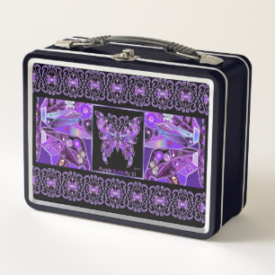 Purple Butterfly 31 Metal Lunch Box