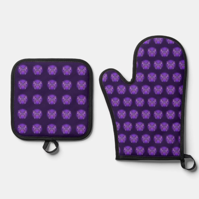 purple butterfly 31 oven mitt & pot holder set (Front)