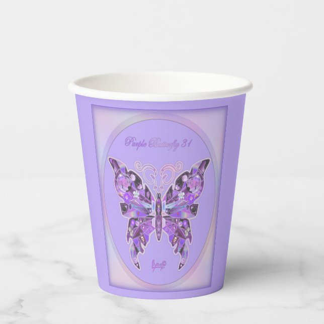 Purple Butterfly 31 Paper Cups (Front)