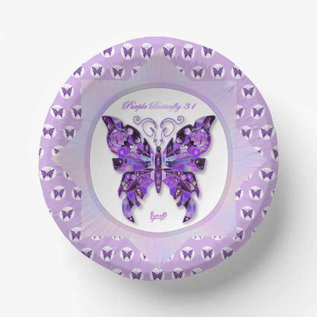Purple Butterfly 31  Paper Plate (Front)