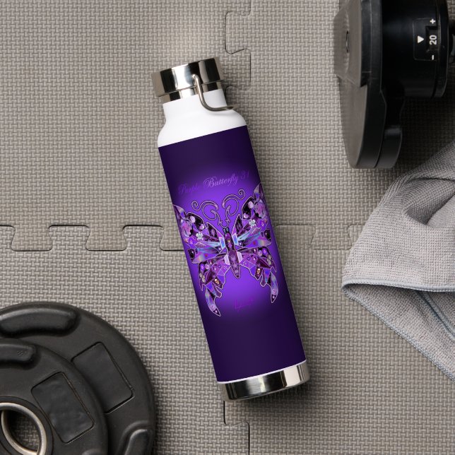 Purple Butterfly 31 Water Bottle (Gym (Rotated))