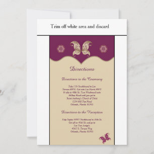 Purple Butterfly 3.5x6 Wedding Directions Card