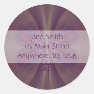 Purple Butterfly Abstract Art Classic Round Sticker