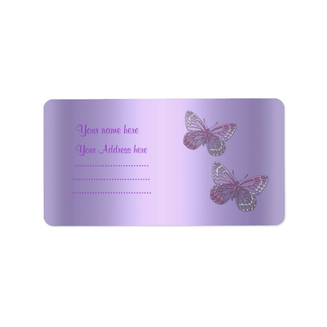 PURPLE BUTTERFLY ADDRESS LABEL (Front)