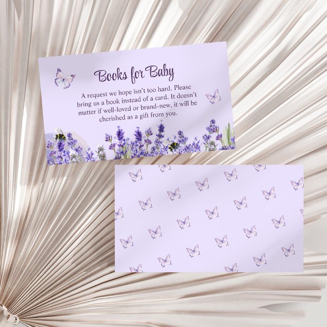 Purple Butterfly and Flower Garden Books for Baby Enclosure Card (Purple Butterfly and Flower Garden Books for Baby Enclosure Card on a dry white palm leaf.)