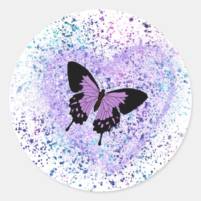 Purple Butterfly and Paint Sticker (Front)