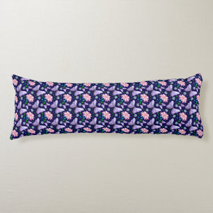 Purple Butterfly and Pink Floral Pattern Body Cushion