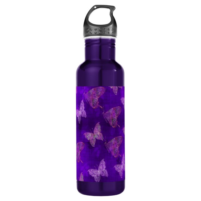 Purple Butterfly Art 710 Ml Water Bottle (Front)