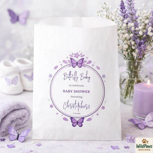 Purple Butterfly Baby Girl Baby Shower  Favour Bags (Purple Butterfly Baby Girl Baby Shower Favor Bag
)