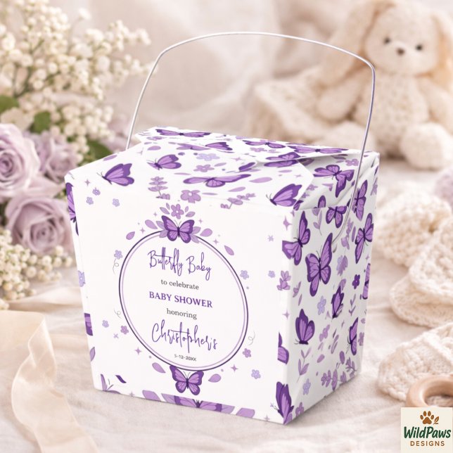 Purple Butterfly Baby Girl Baby Shower  Favour Box (Purple Butterfly Baby Girl Baby Shower Favor Boxes
)