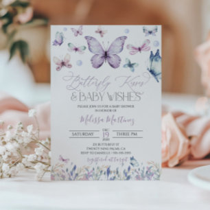 Purple Butterfly Baby Girl Baby Shower Invitation