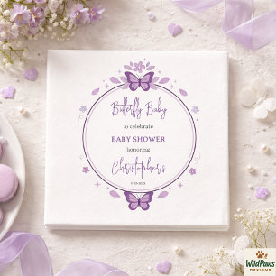 Purple Butterfly Baby Girl Baby Shower  Napkin