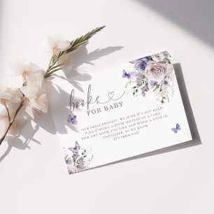 Purple Butterfly Baby Shower Books For Baby Enclosure Card