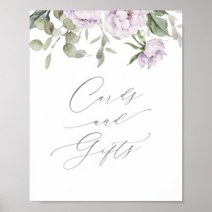 Purple Butterfly Baby Shower Cards and Gifts Poster