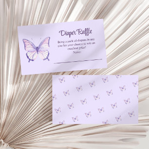 Purple Butterfly Baby Shower Diaper Raffle Enclosure Card