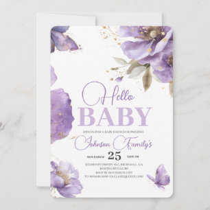 Purple Butterfly Baby Shower,flowers Invitation