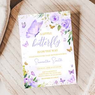 Purple Butterfly Baby Shower Invitation