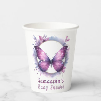 Purple Butterfly Baby Shower   Paper Cups
