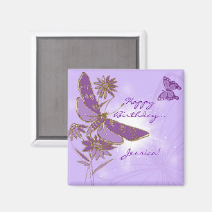 Purple Butterfly Birthday Magnet