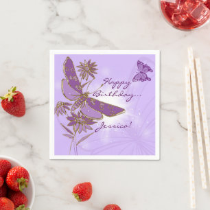 Purple Butterfly Birthday Napkins