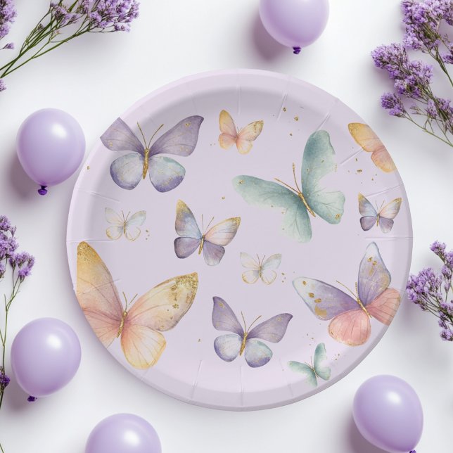 Purple Butterfly Birthday  Paper Plate (Creator Uploaded)