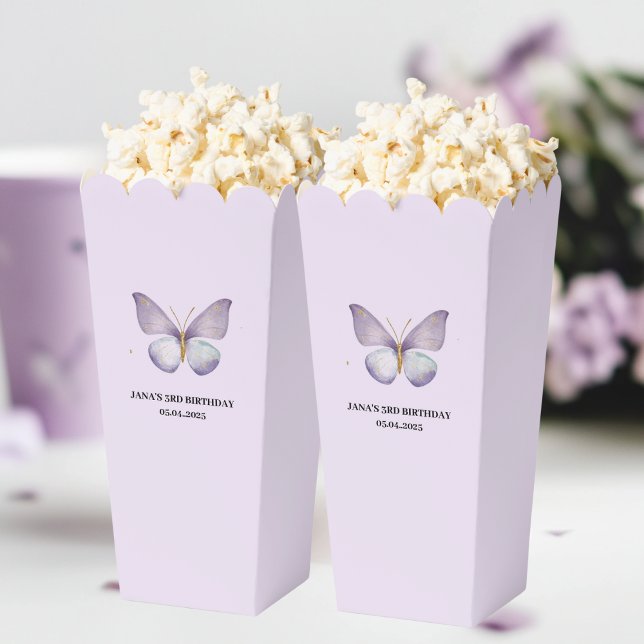 Purple Butterfly Birthday Popcorn  Favour Box (Creator Uploaded)
