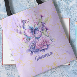 Purple Butterfly Blooming Garden Tote Bag