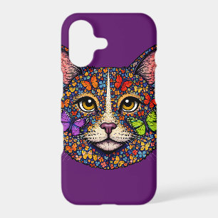 Purple Butterfly Blooms Cat Portrait   Kitty Phone