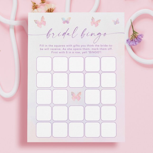 Purple Butterfly Bridal Shower Bingo Game Card (Creator Uploaded)