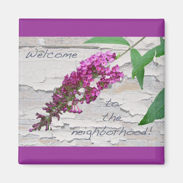 Purple Butterfly Bush Welcome Magnet (Front)