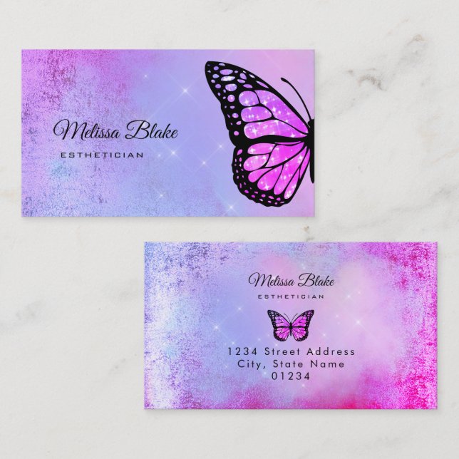 purple butterfly business card (Front/Back)
