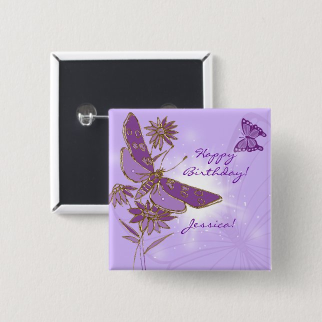 Purple Butterfly Button (Front & Back)