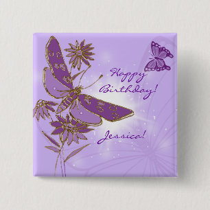 Purple Butterfly Button