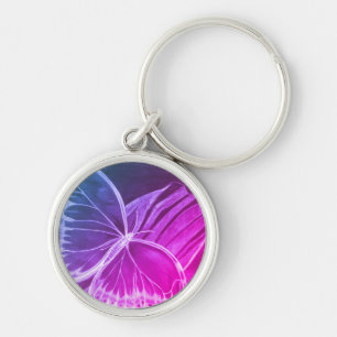 Purple Butterfly Button Keychain