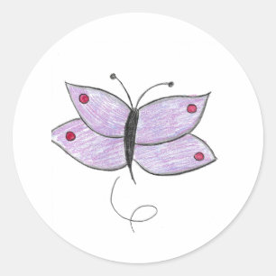 Purple Butterfly  Classic Round Sticker