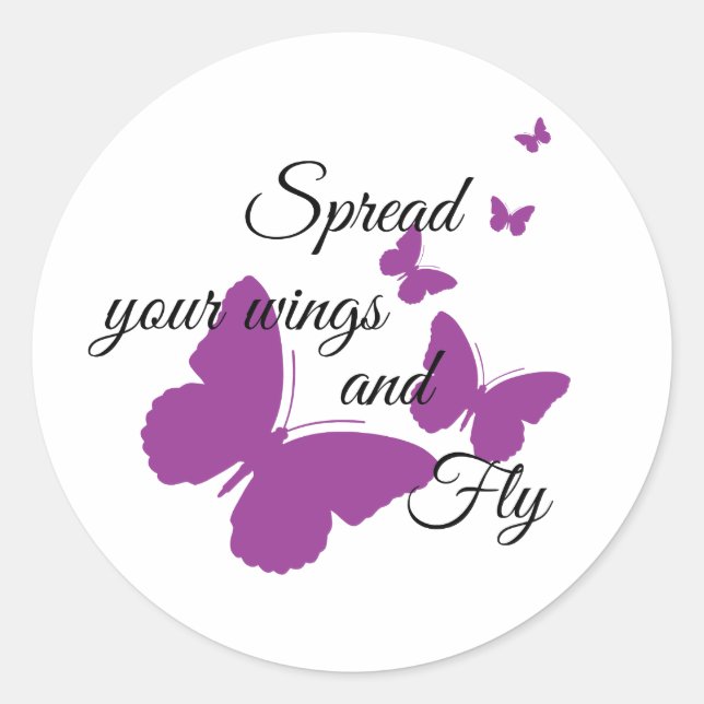 Purple Butterfly Classic Round Sticker (Front)