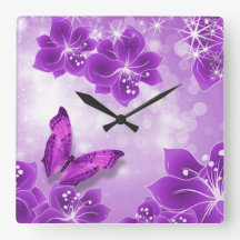 Purple Butterfly Clock