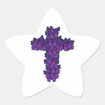 Purple Butterfly Cross Star Shaped Stickers