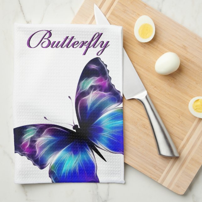 Purple Butterfly Dance American MoJo Kitchen Towel (Quarter Fold)