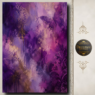 Purple Butterfly Decoupage Damask Abstract Art Tissue Paper