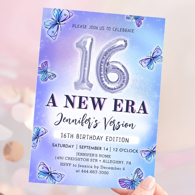  Purple Butterfly Eras Birthday 16th Birthday Invitation (Creator Uploaded)