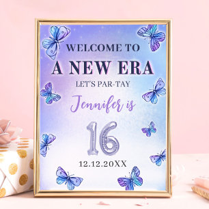 Purple Butterfly Eras Birthday Party Poster