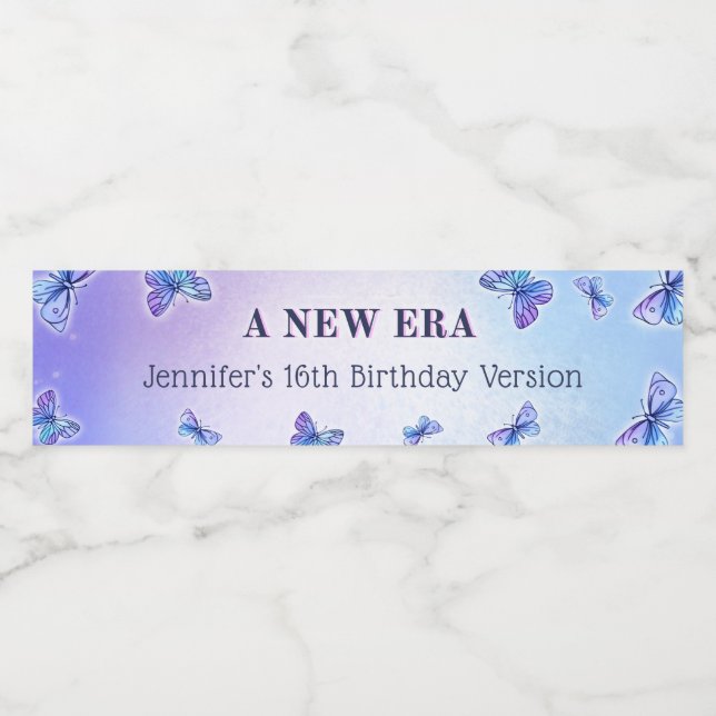Purple Butterfly Eras Birthday Party Water Bottle  Label (Single Label)