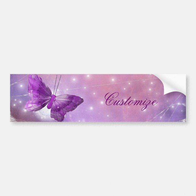 Purple Butterfly Fantasy Moon Designs Bumper Sticker (Front)