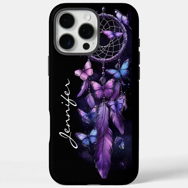 Purple Butterfly Feather Dreamcatcher Case-Mate iPhone Case (Back)