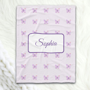Purple Butterfly Fleece Blanket