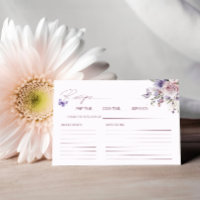 Purple Butterfly Floral Bridal Shower Recipe Card