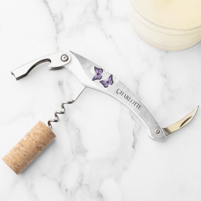 Purple Butterfly Floral Corkscrew (Front)