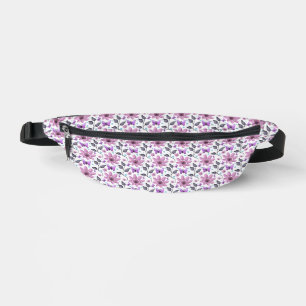 Purple Butterfly Floral Pattern Cute Cottagecore Bum Bags
